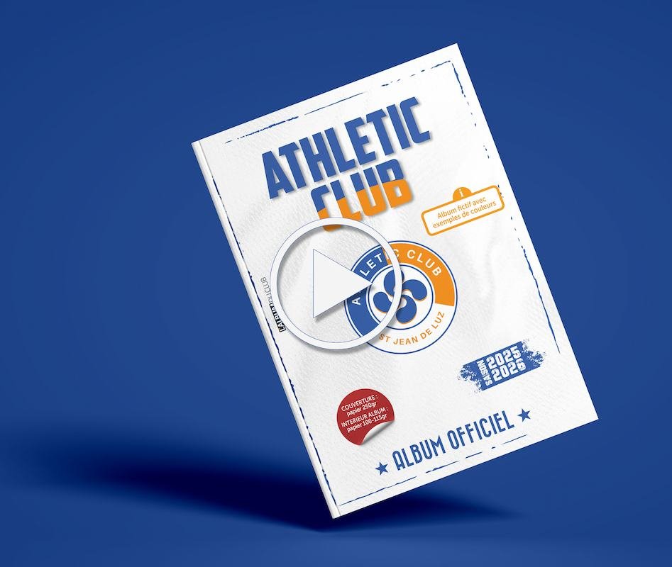 Prévisualisation d’un album de vignettes fictif pour un club de sport, montrant les pages, les membres et les vignettes personnalisées